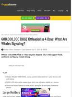 680,000,000 DOGE Offloaded in 4 Days: What Are Whales Signaling?