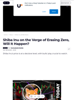 Shiba Inu on the Verge of Erasing Zero, Will It Happen? - U.Today
