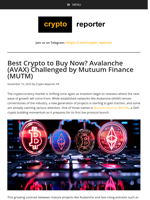 Best Crypto to Buy Now? Avalanche (AVAX) Challenged by Mutuum Finance (MUTM)