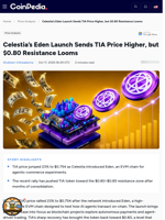 Celestia’s Eden Launch Sends TIA Price Higher, but $0.80 Resistance Looms