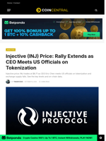 Injective (INJ) Price: Rally Extends as CEO Meets US Officials on Tokenization - CoinCentral