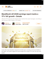 BlackRock's Q1 2026 earnings report marks a 17% YoY growth - Details - AMBCrypto