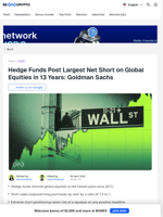 Hedge Fund Bearish Positioning in Equities Hits 13-Year Peak