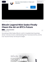 Bitcoin Legend Nick Szabo Finally Clears the Air on BTC's Future - U.Today