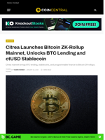 Citrea Launches Bitcoin ZK-Rollup Mainnet, Unlocks BTC Lending and ctUSD Stablecoin