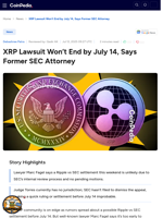 XRP Lawsuit Won’t End by July 14, Says Former SEC Attorney