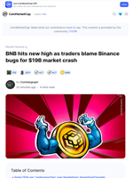 BNB hits new high as traders blame Binance bugs for $19B market crash: Guest Post by Cointelegraph | CoinMarketCap