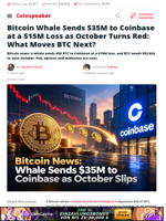 Bitcoin News: Whale Sends $35M to Coinbase as October Slips