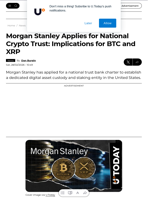 Morgan Stanley Applies for National Crypto Trust: Implications for BTC and XRP - U.Today