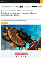 Top Bitcoin Mining Stocks Soar Over US Winter Storm Hashrate Decline