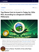 Top Meme Coin to Invest in Today for 100x ROI, According to a Dogecoin (DOGE) Millionaire