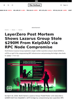 LayerZero Post Mortem Shows Lazarus Group Stole $290M From KelpDAO via RPC Node Compromise - 