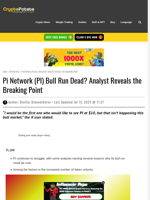 Pi Network (PI) Bull Run Dead? Analyst Reveals the Breaking Point