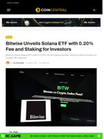 Bitwise Unveils Solana ETF with 0.20% Fee and Staking