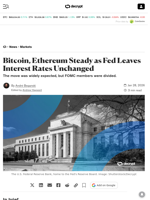 Bitcoin, Ethereum Steady as Fed Leaves Interest Rates Unchanged - Decrypt