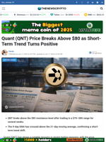 Quant (QNT) Price Breaks Above $80 as Short-Term Trend Turns Positive - TheNewsCrypto
