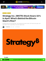 Strategy Inc. (MSTR) Stock Soars 32% in April: What's Behind the Bitcoin Giant's Rise? - CoinCentral