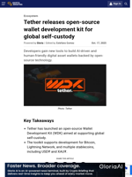 Tether releases open-source wallet development kit for global self-custody