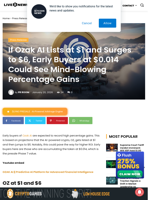 If Ozak AI Lists at $1 and Surges to $6, Early Buyers at $0.014 Could See Mind-Blowing Percentage Gains | Live Bitcoin News