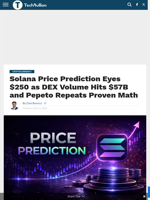 Solana Price Prediction Eyes $250 as DEX Volume Hits $57B and Pepeto Repeats Proven Math - TechBullion