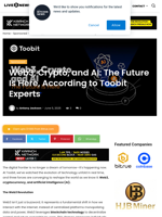 Web3, Crypto, and AI: The Future Is Here, According to Toobit Experts | Live Bitcoin News