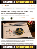 CLARITY Act passage odds sink to 14% - SEC, CFTC push ahead with crypto rules - AMBCrypto