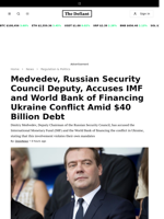 Medvedev, Russian Security Council Deputy, Accuses IMF and World Bank of Financing Ukraine Conflict Amid $40 Billion Debt - 
