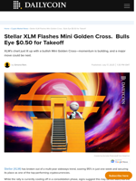 Stellar XLM Flashes Mini Golden Cross.  Bulls Eye $0.50 for Takeoff - DailyCoin