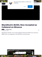 BlackRock's BUIDL Now Accepted as Collateral on Binance - U.Today