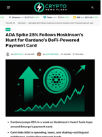 ADA Spike 25% Follows Hoskinson’s Hunt for Cardano’s DeFi‑Powered Payment Card - Crypto News Flash