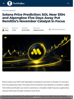 Solana Price Prediction: SOL Near $104 and Alpenglow Five Days Away Put Remittix's November Catalyst in Focus - TechBullion