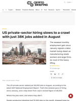 US private-sector hiring slows to a crawl with just 38K jobs added in August
