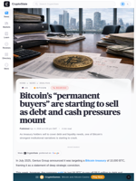 Bitcoin’s 'permanent buyers' are starting to sell