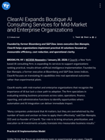 ClearAI Expands Boutique AI Consulting Services for Mid-Market and Enterprise Organizations | Visionary Financial