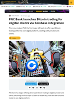 PNC Adds Direct Bitcoin Trading for Wealthy Clients Via Coinbase