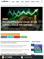 Bitcoin ETFs See $2.5B Inflows Despite Price Crash