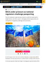 MiCA Faces Early Test EU Regulators Clash Over Passporting