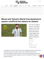 Messi and Yamal's World Cup dominance sparks unofficial fan tokens on Solana