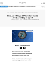 Here Are 8 Things XRP Investors Should Avoid According to Expert