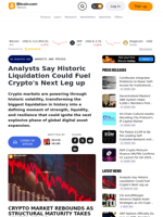 Analysts Say Historic Liquidation Could Fuel Crypto's Next Leg up – Markets and Prices Bitcoin News