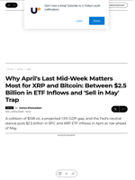 Why April's Last Mid-Week Matters Most for XRP and Bitcoin: Between $2.5 Billion in ETF Inflows and 'Sell in May' Trap - U.Today