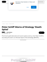 Peter Schiff Warns of Strategy 'Death Spiral' - U.Today