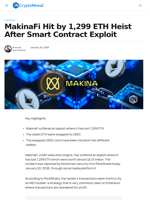 MakinaFi Hit by $4.13M ETH Heist After Smart Contract Breach