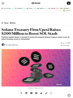 Solana Treasury Firm Upexi Raises $200 Million to Boost SOL Stash - Decrypt