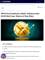 XRP Price Prediction 2026: 21Shares Sets $2.69 Bull Case, Warns of Key Risks