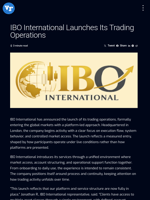 IBO International Launches Its Trading Operations | Visionary Financial