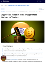 Crypto Tax rules in India Trigger Mass Notices to Traders