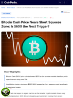 Bitcoin Cash Price Nears Short Squeeze Zone: Is $600 the Next Trigger?