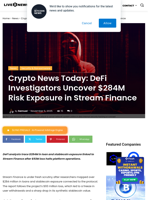 Crypto News Today: DeFi Investigators Uncover $284M Risk Exposure in Stream Finance | Live Bitcoin News
