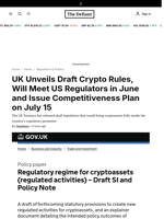 UK Unveils Draft Crypto Rules, Will Meet US Regulators in June and Issue Competitiveness Plan on July 15 - 